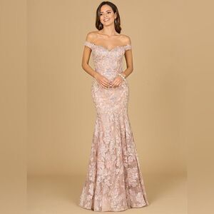 lara danika floral beaded sheath beaded dress with beaded fringe Lara 29892 Danika Floral Beaded Sheath Beaded Dress with Beaded Fringe White / 0 main image 1